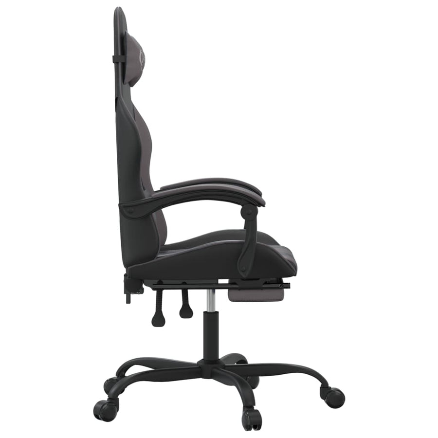 Gamestoel Met Voetensteun Kunstleer Zwart En Grijs