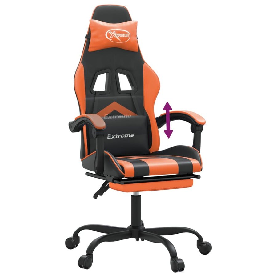 Gamestoel Met Voetensteun Kunstleer Zwart En Oranje 1