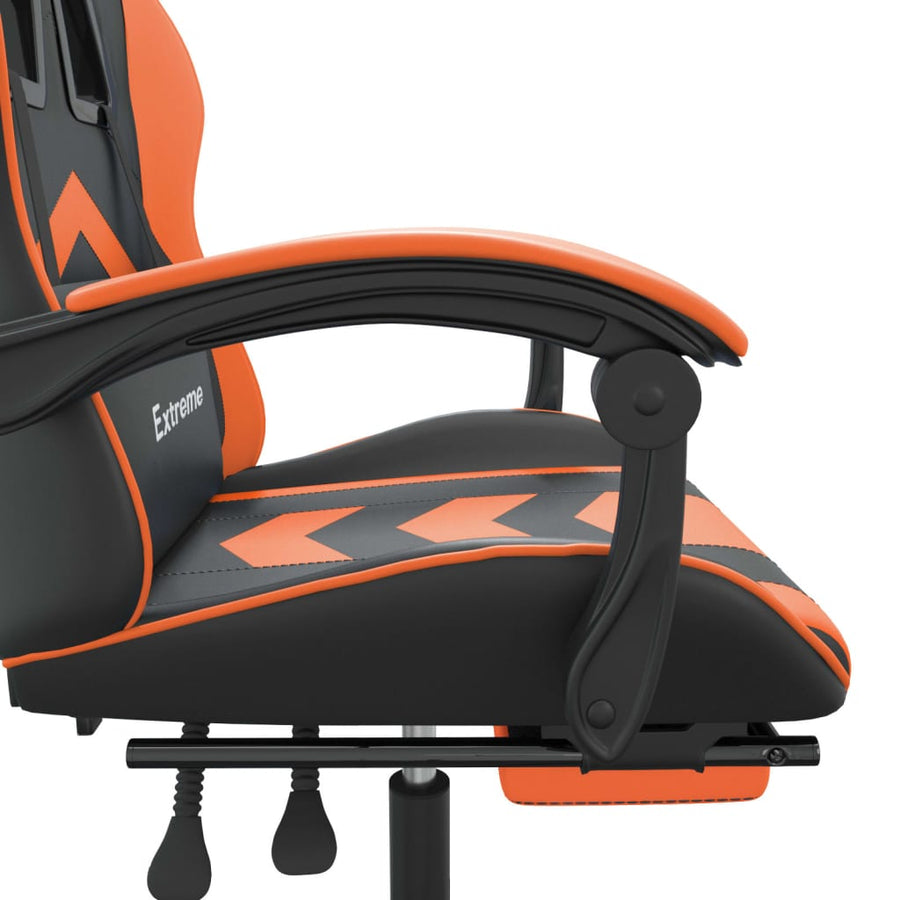 Gamestoel Met Voetensteun Kunstleer Zwart En Oranje 1