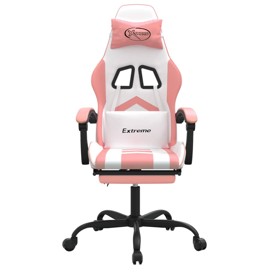 Gamestoel Met Voetensteun Kunstleer Wit En Roze