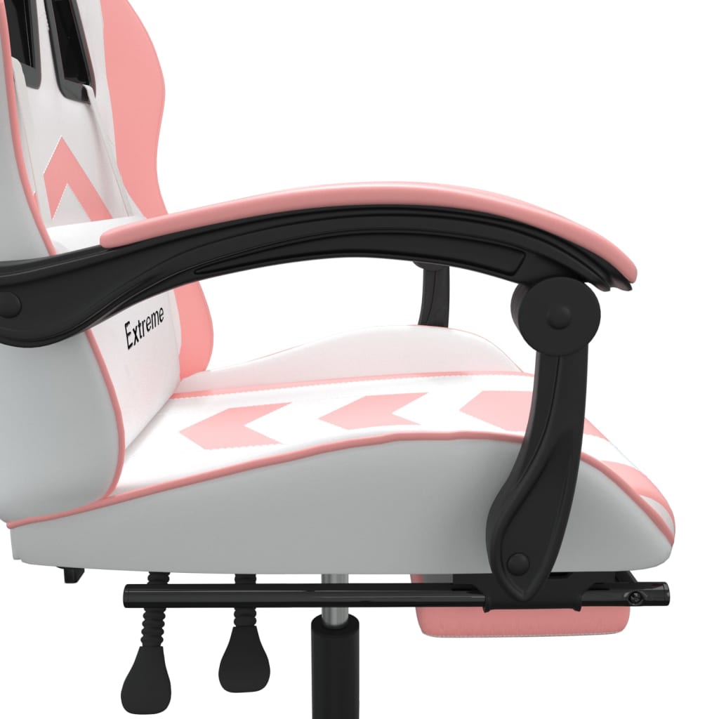 Gamestoel Met Voetensteun Kunstleer Wit En Roze