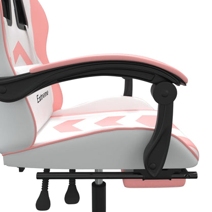 Gamestoel Met Voetensteun Kunstleer Wit En Roze