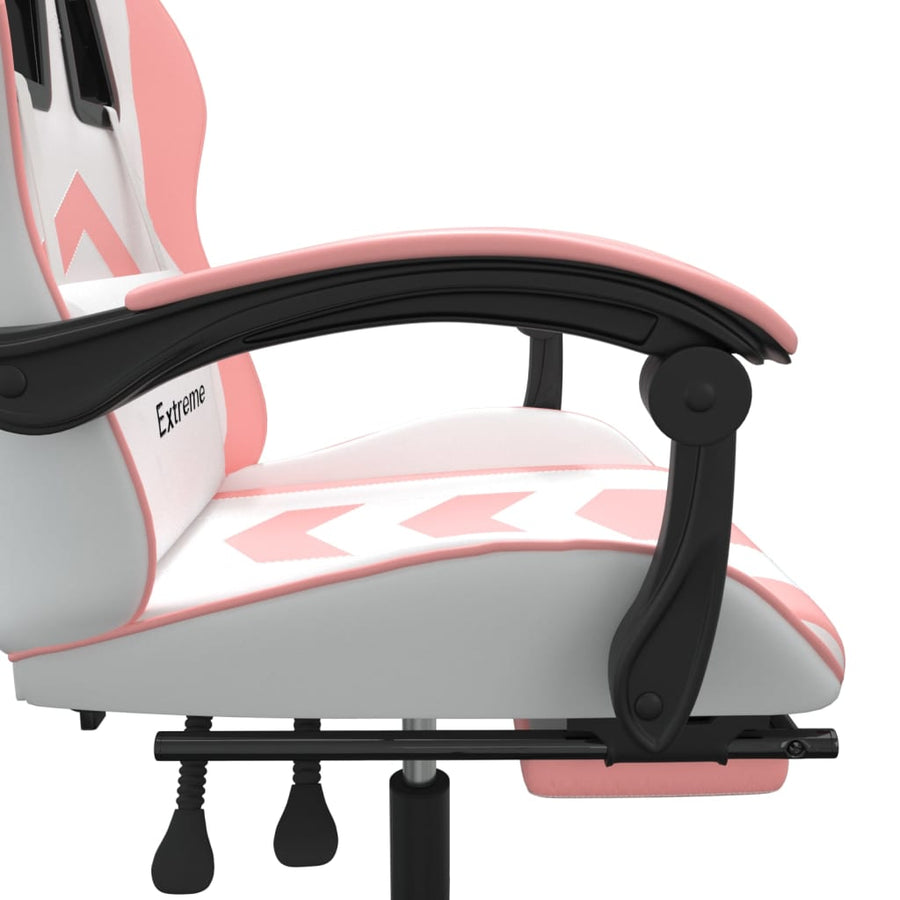Gamestoel Met Voetensteun Kunstleer Wit En Roze