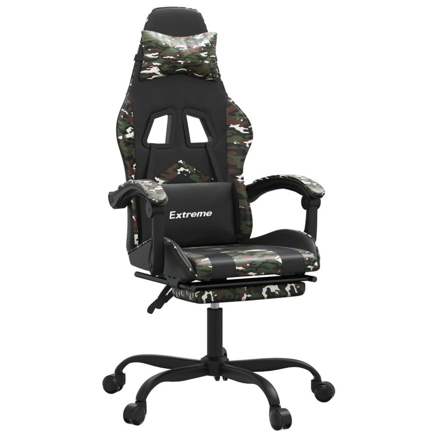 Gamestoel Kunstleer 1 Zwart en camouflage Met voetensteun