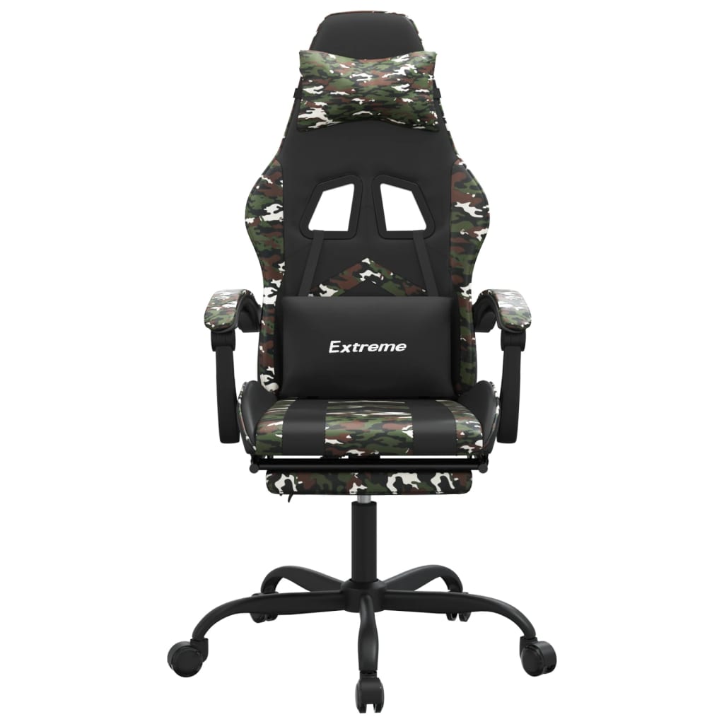 Gamestoel Kunstleer 1 Zwart en camouflage Met voetensteun