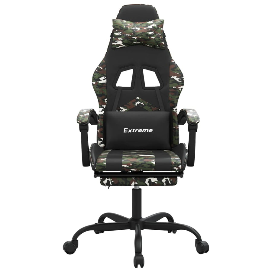 Gamestoel Kunstleer 1 Zwart en camouflage Met voetensteun