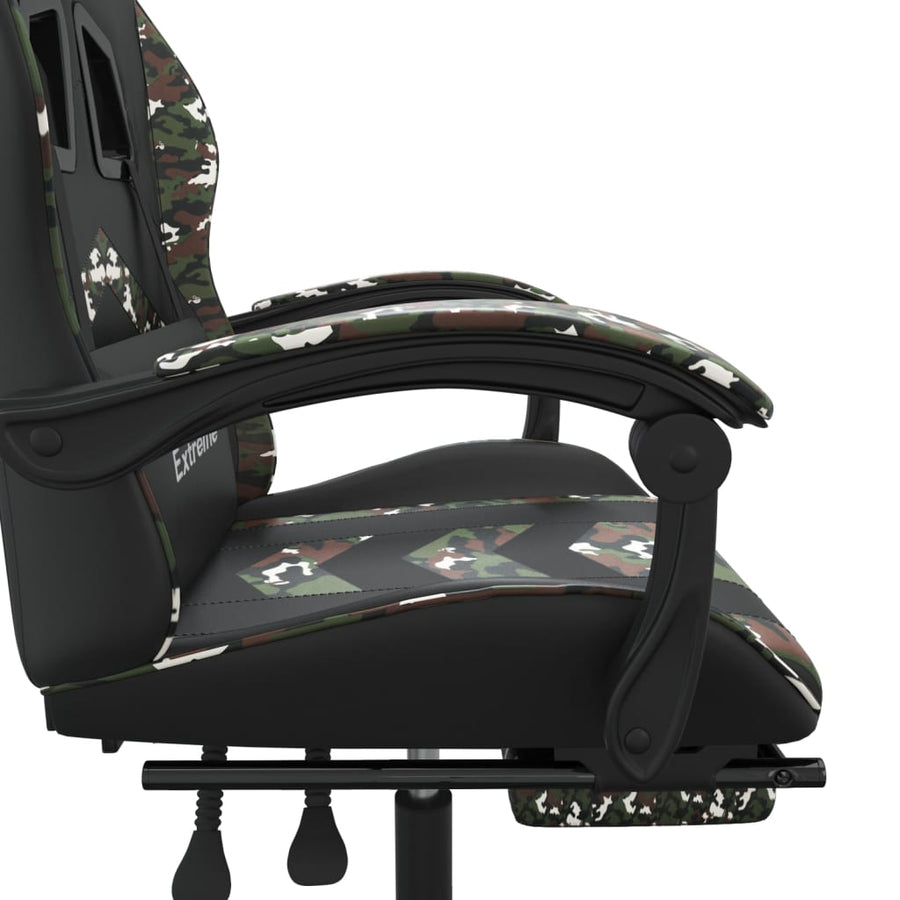 Gamestoel Kunstleer 1 Zwart en camouflage Met voetensteun