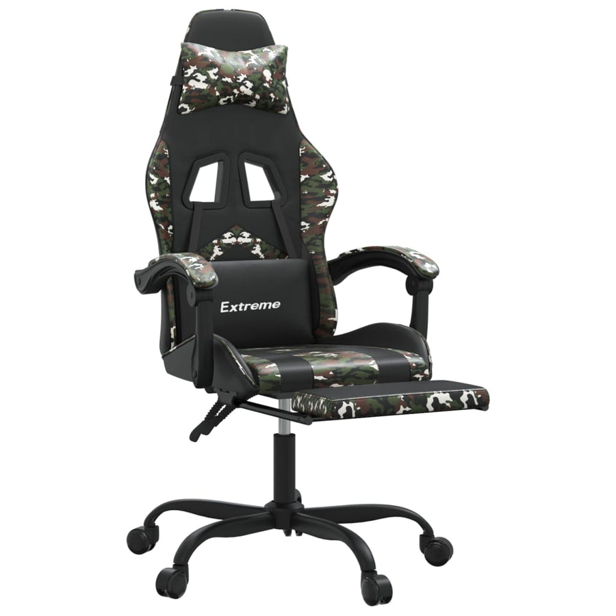 Gamestoel Kunstleer 1 Zwart en camouflage Met voetensteun