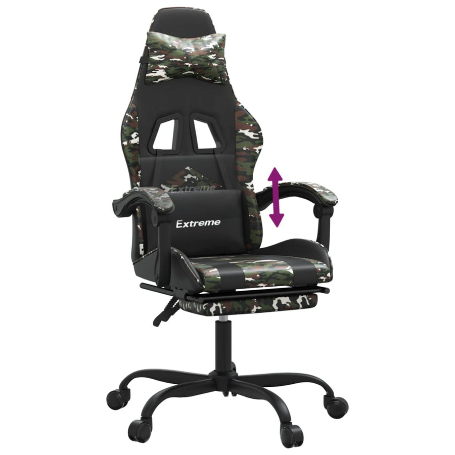 Gamestoel Kunstleer 1 Zwart en camouflage Met voetensteun