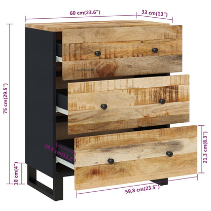 Dressoirs 2 st 60x33x75 cm ruw mangohout
