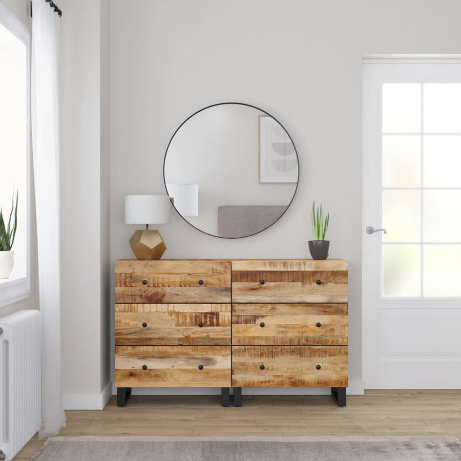 Dressoirs 2 st 60x33x75 cm ruw mangohout