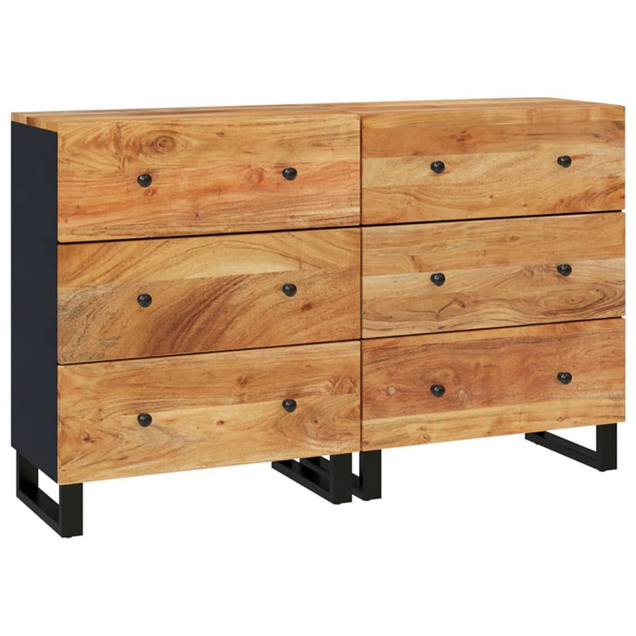 Dressoirs 2 st 60x33x75 cm massief acaciahout