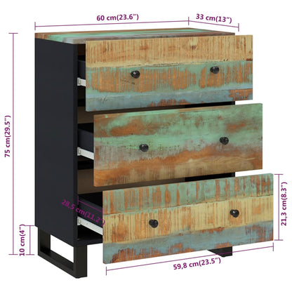 Dressoirs 2 st 60x33x75 cm massief gerecycled hout