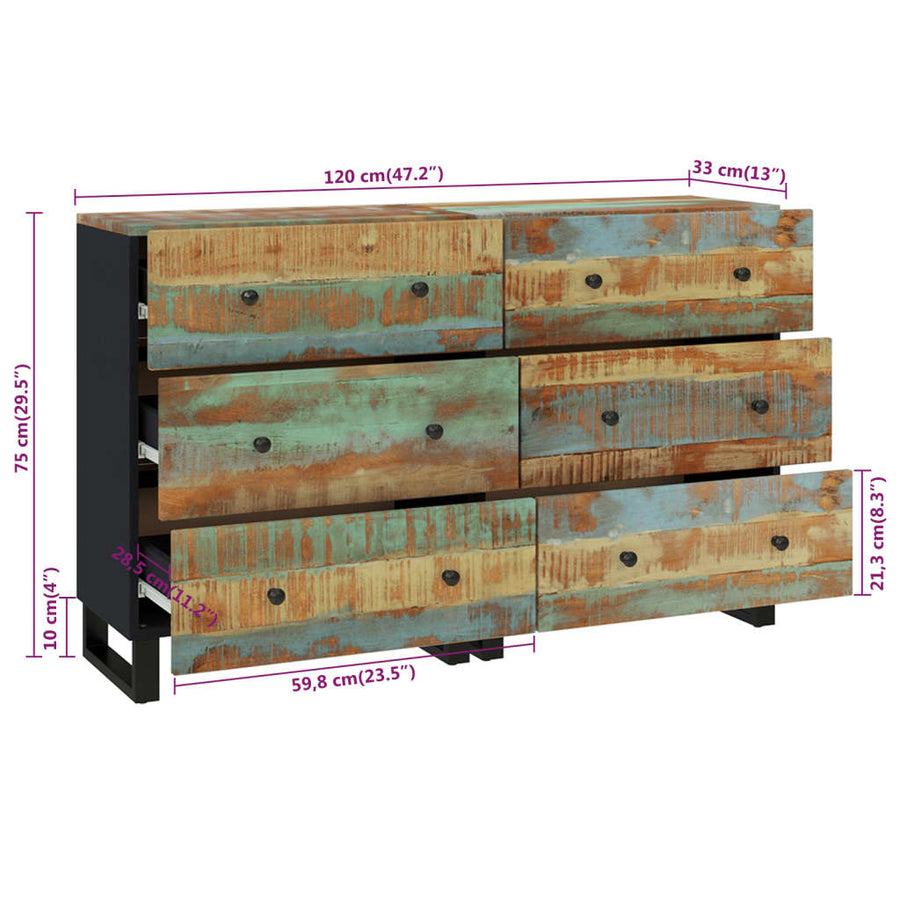Dressoirs 2 st 60x33x75 cm massief gerecycled hout