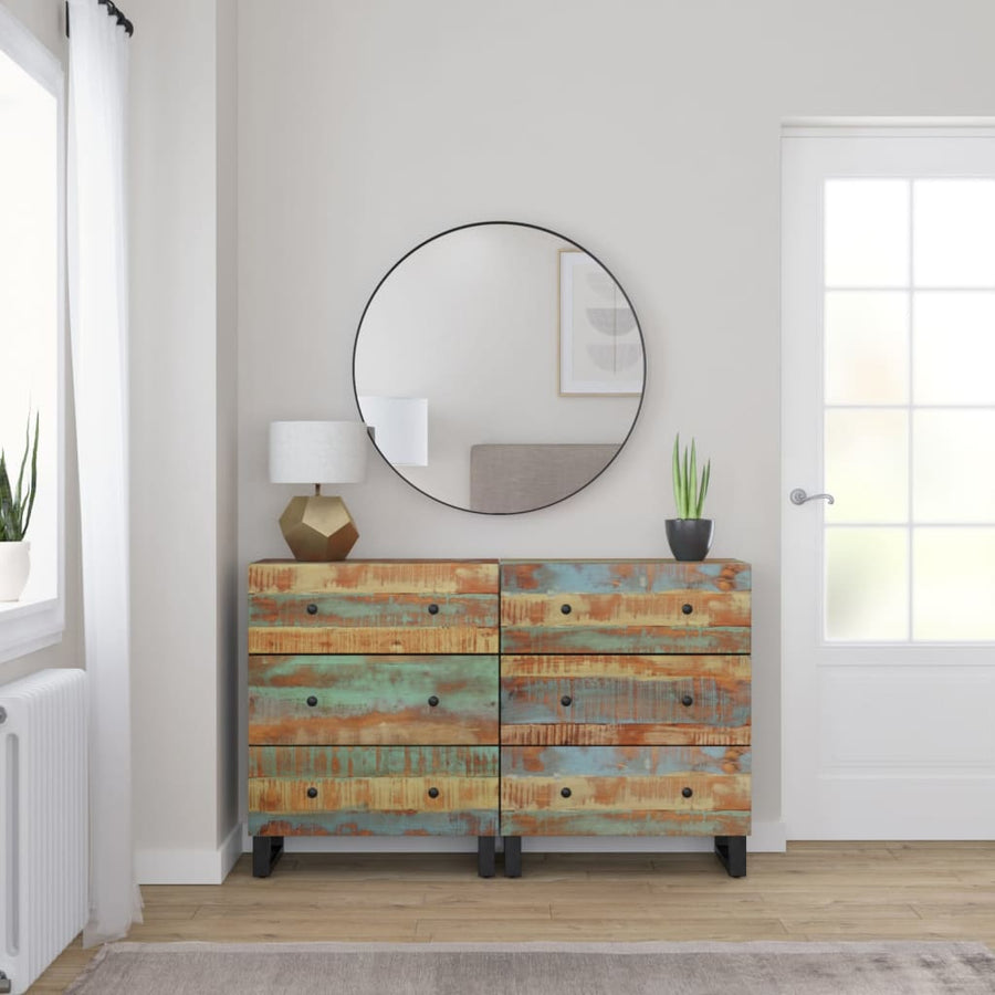 Dressoirs 2 st 60x33x75 cm massief gerecycled hout