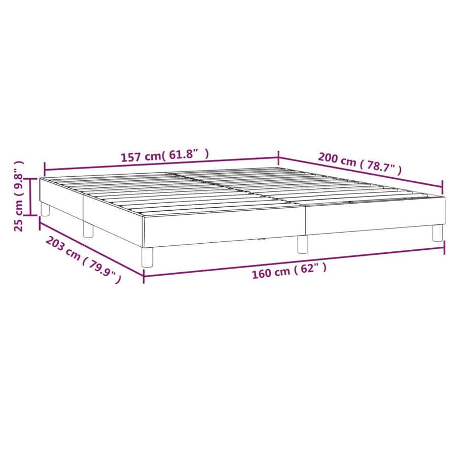 Boxspringframe stof zwart 160x200 cm 160 x 200 cm 25 cm