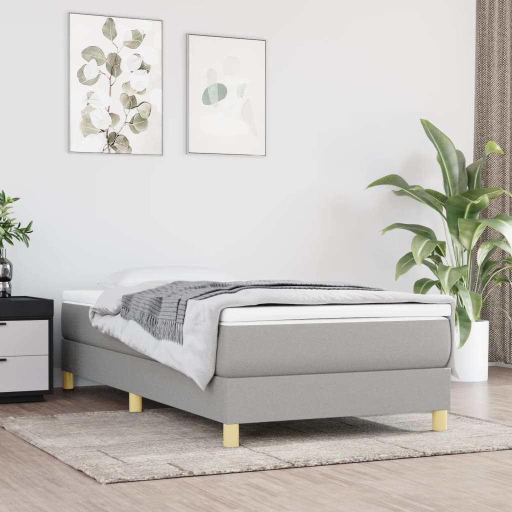 Boxspringframe Stof Lichtgrijs 90 x 190 cm 25 cm