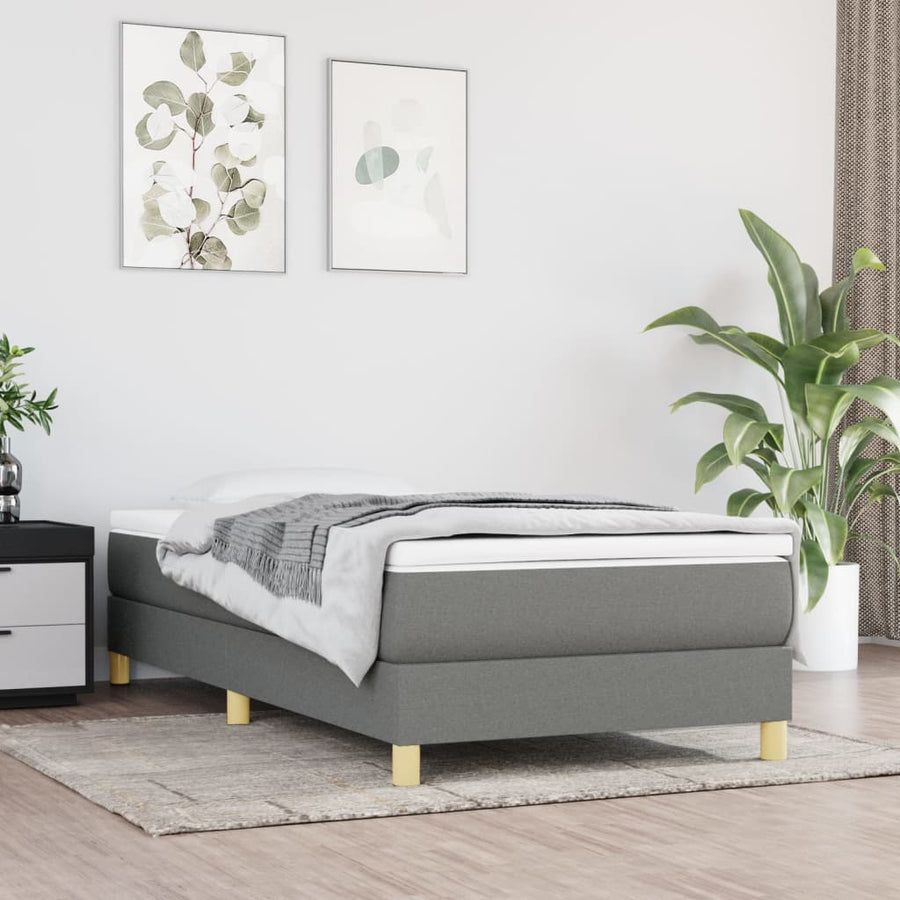 Boxspringframe Stof Donkergrijs 90 x 200 cm 25 cm