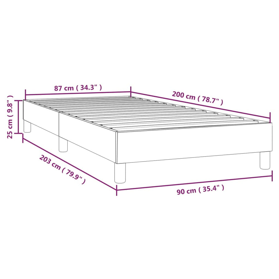 Boxspringframe stof donkerbruin 90x200 cm 90 x 200 cm 25 cm