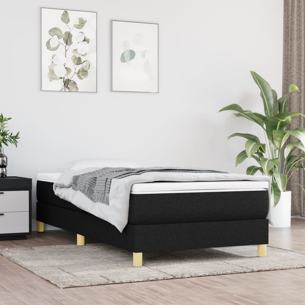 Boxspringframe Stof Zwart 100 x 200 cm 25 cm