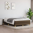 Box spring bed dark brown fabric 140x200 cm