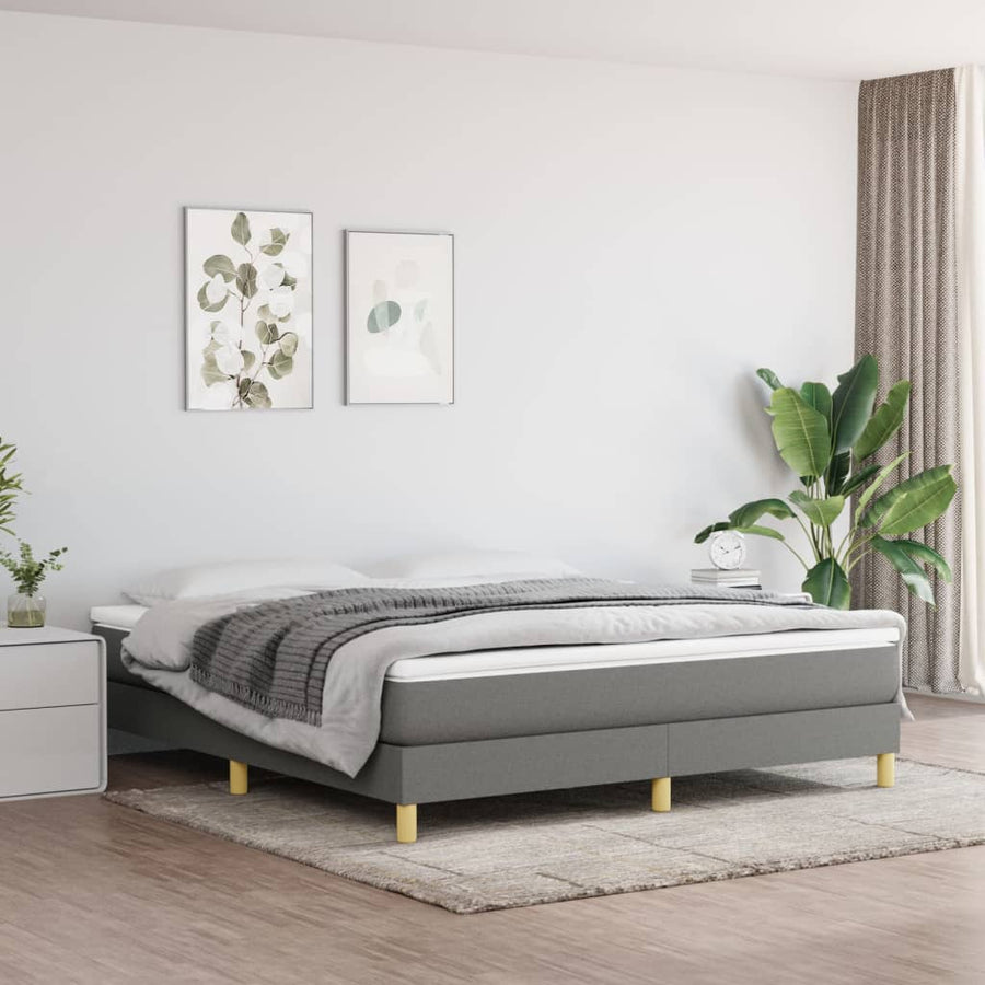 Boxspringframe Stof Donkergrijs 180 x 200 cm 25 cm