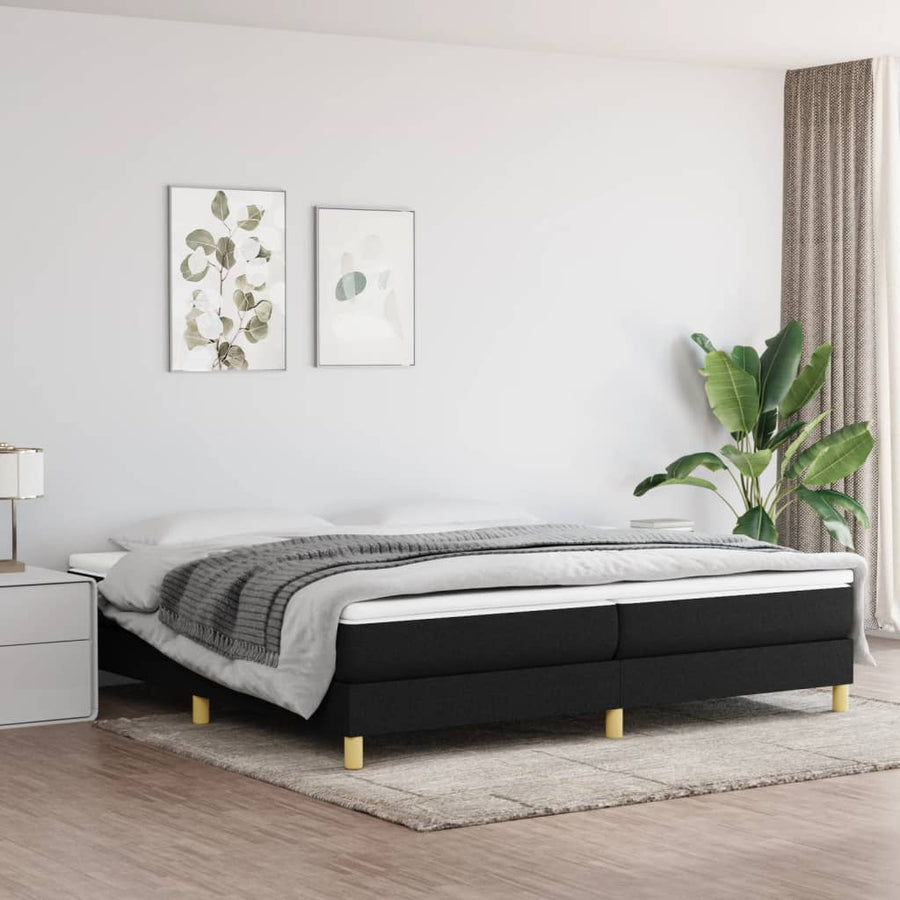 Boxspringframe Stof Zwart 200 x 200 cm 25 cm