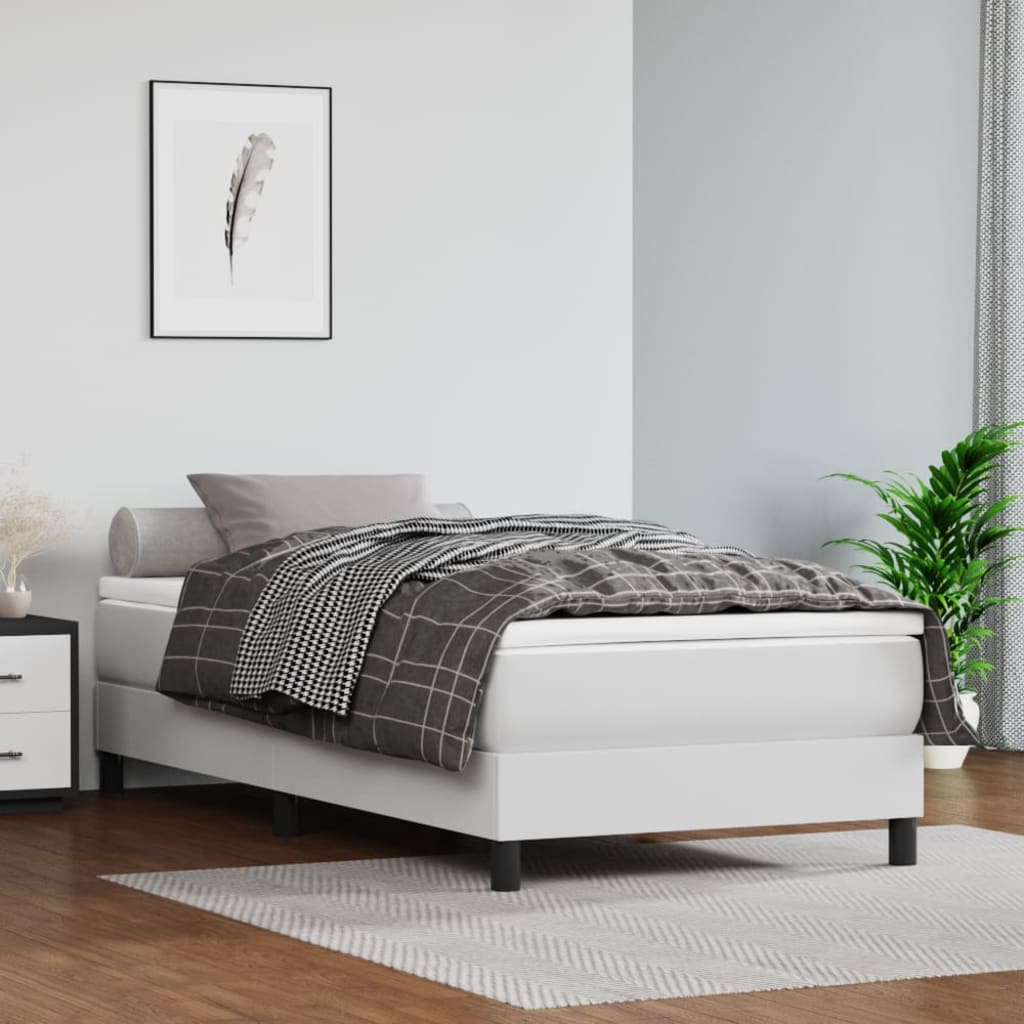 Boxspringframe Kunstleer 90 x 190 cm 25 cm Wit