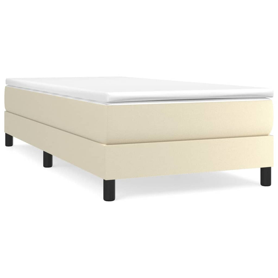 Boxspringframe Kunstleer Crèmekleurig 90X190 Cm 90 x 190 cm 25 cm