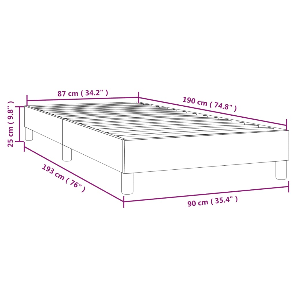 Boxspringframe kunstleer cappuccino 90x190 cm 90 x 190 cm 25 cm Cappuccino