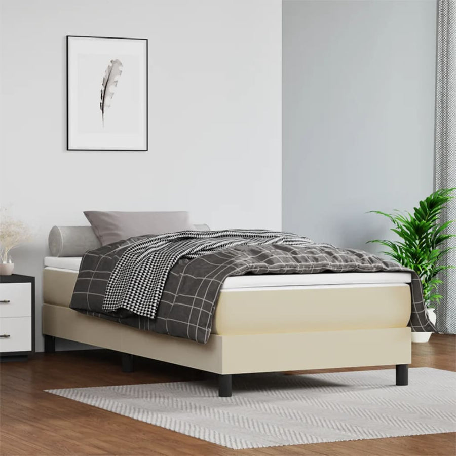Boxspringframe Kunstleer Kleurig Crème 90 x 200 cm 25 cm