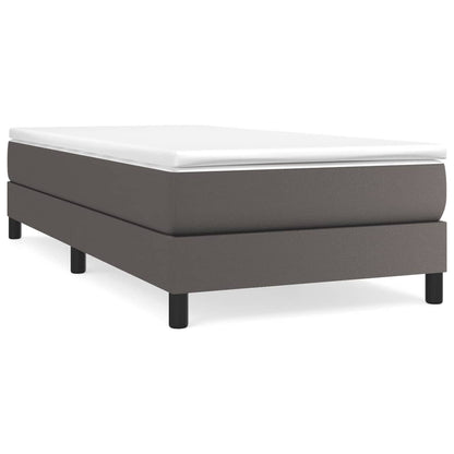 Boxspringframe kunstleer grijs 100x200 cm 100 x 200 cm 25 cm Grijs