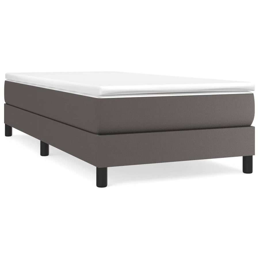 Boxspringframe kunstleer grijs 100x200 cm 100 x 200 cm 25 cm Grijs