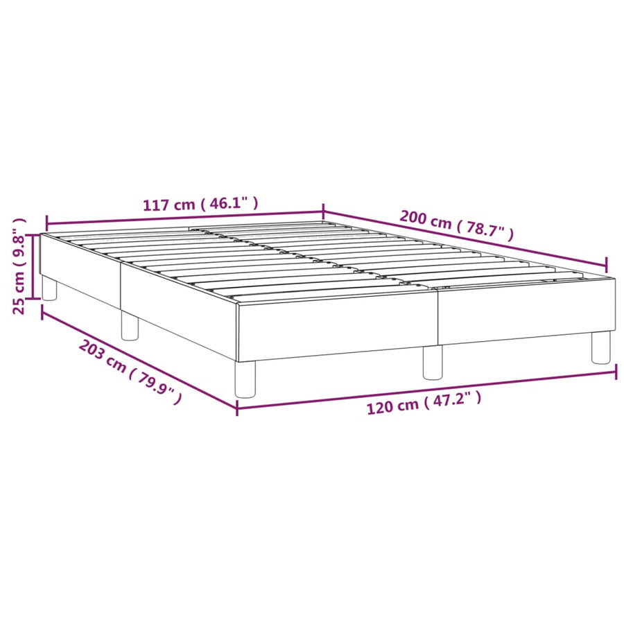Boxspringframe kunstleer grijs 120x200 cm 120 x 200 cm 25 cm Grijs
