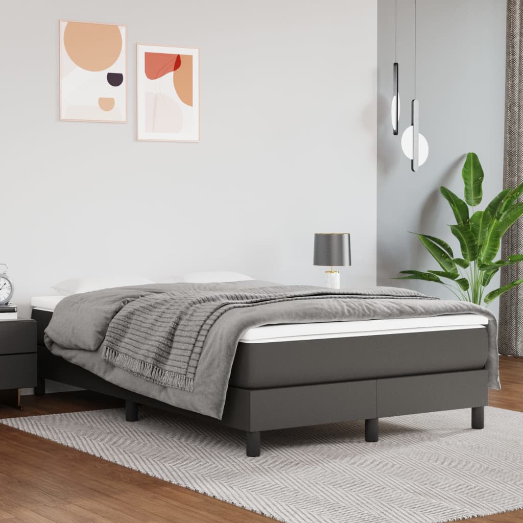 Boxspringframe kunstleer grijs 120x200 cm 120 x 200 cm 25 cm Grijs
