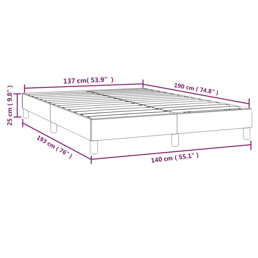 Boxspringframe Kunstleer 140 x 190 cm 25 cm Zwart