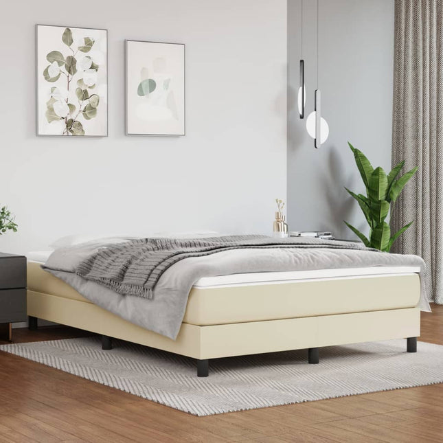 Boxspringframe Kunstleer Crèmekleurig 140X190 Cm 140 x 190 cm 25 cm