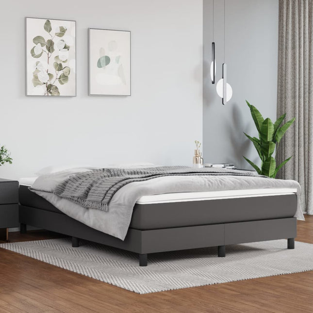 Boxspringframe kunstleer grijs 140x190 cm 140 x 190 cm 25 cm Grijs