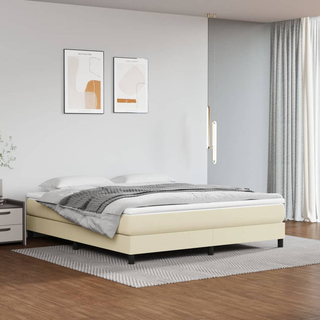 Boxspringframe Kunstleer Crèmekleurig 160X200 Cm 160 x 200 cm 25 cm