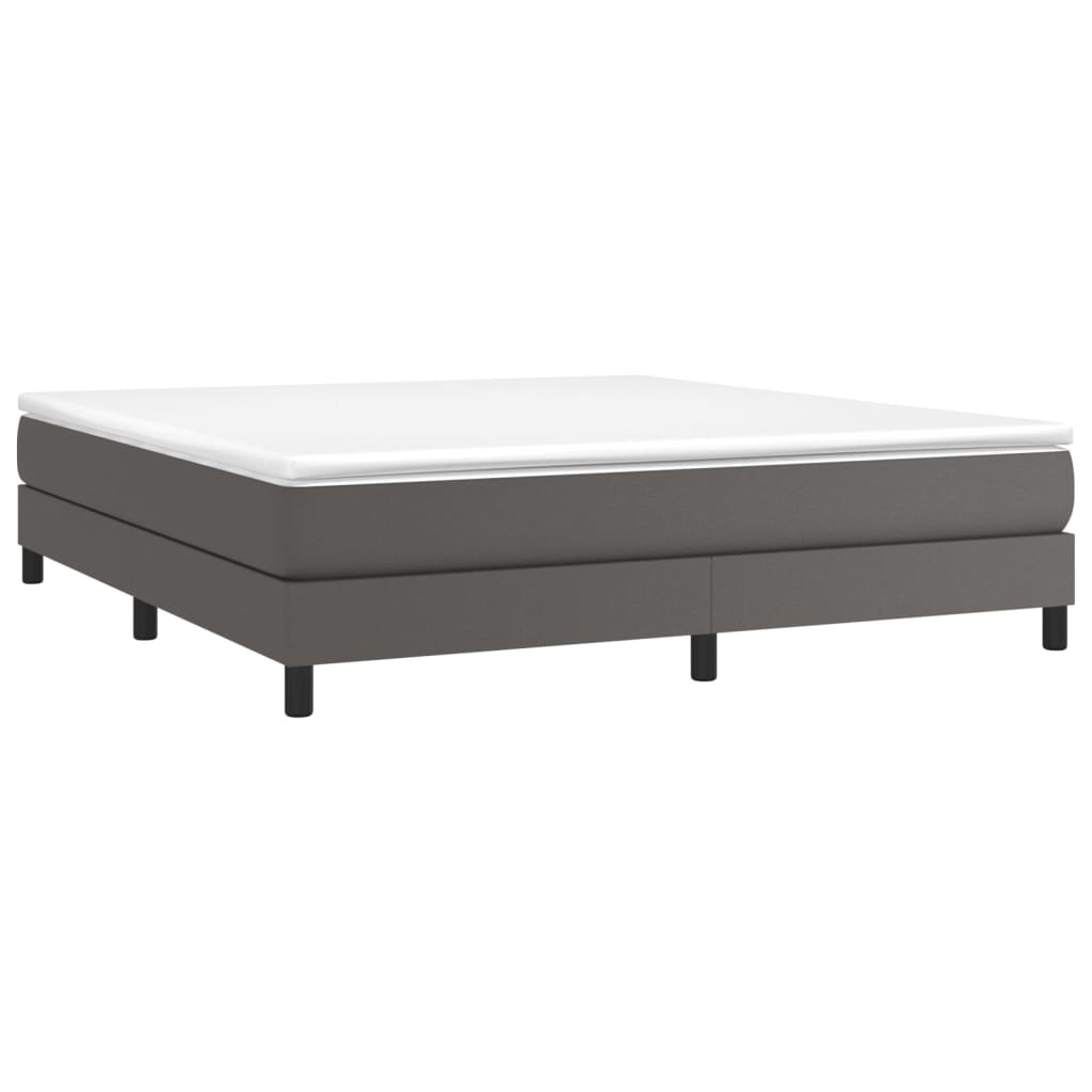 Boxspringframe kunstleer grijs 160x200 cm 160 x 200 cm 25 cm Grijs