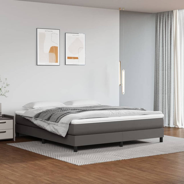 Boxspringframe kunstleer grijs 160x200 cm 160 x 200 cm 25 cm Grijs