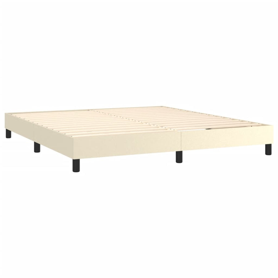 Boxspringframe Kunstleer Crèmekleurig 180X200 Cm 180 x 200 cm 25 cm