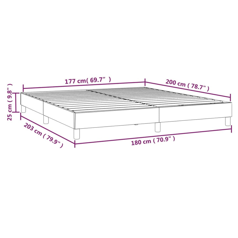 Boxspringframe Kunstleer Crèmekleurig 180X200 Cm 180 x 200 cm 25 cm