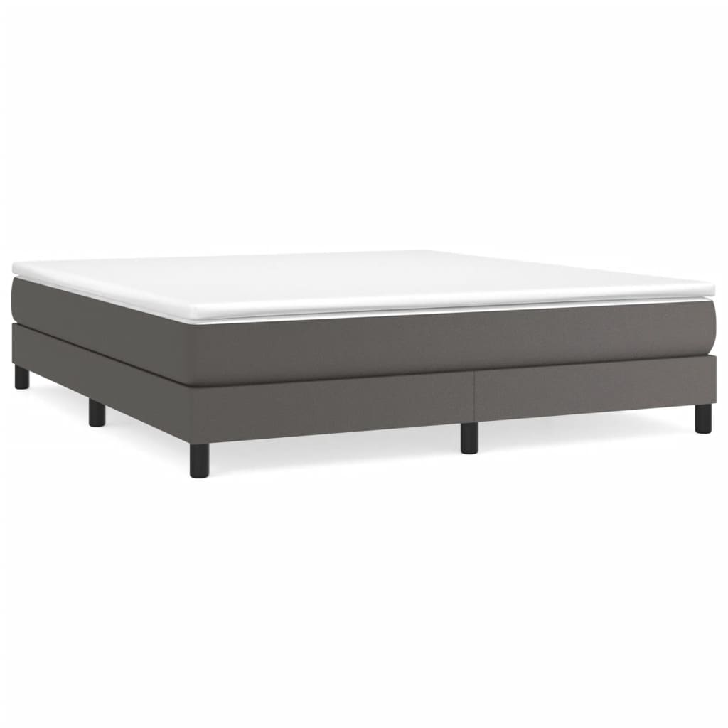 Boxspringframe kunstleer grijs 180x200 cm 180 x 200 cm 25 cm Grijs