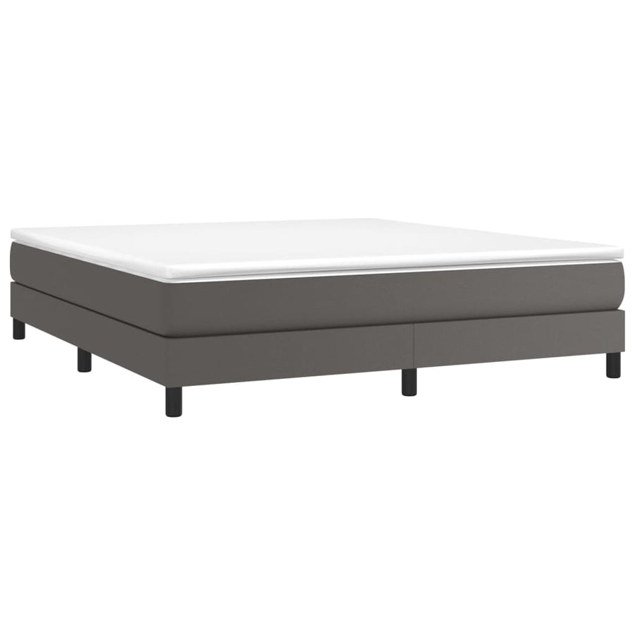 Boxspringframe kunstleer grijs 180x200 cm 180 x 200 cm 25 cm Grijs