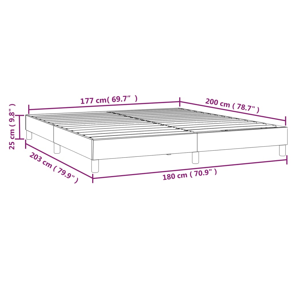 Boxspringframe kunstleer grijs 180x200 cm 180 x 200 cm 25 cm Grijs