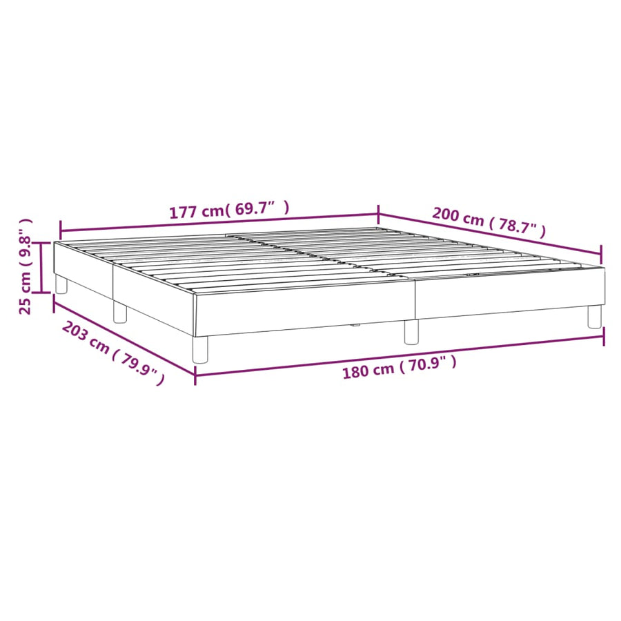 Boxspringframe kunstleer cappuccino 180x200 cm 180 x 200 cm 25 cm Cappuccino