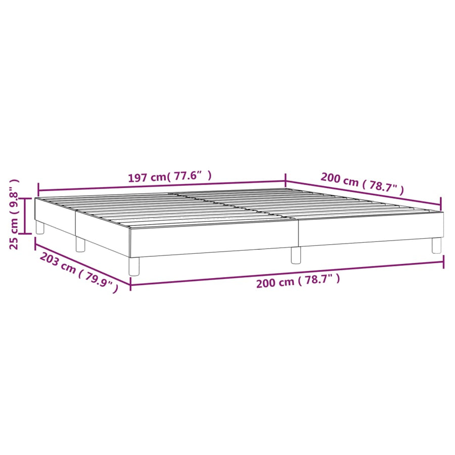 Boxspringframe Kunstleer 200 x 200 cm 25 cm Zwart