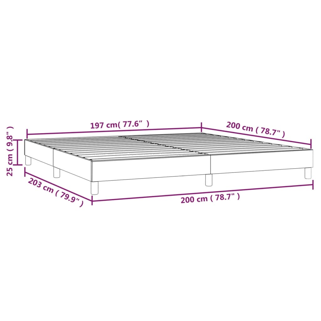 Boxspringframe kunstleer grijs 200x200 cm 200 x 200 cm 25 cm Grijs
