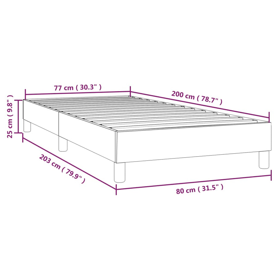 Boxspringframe fluweel donkergrijs 80x200 cm 80 x 200 cm 25 cm